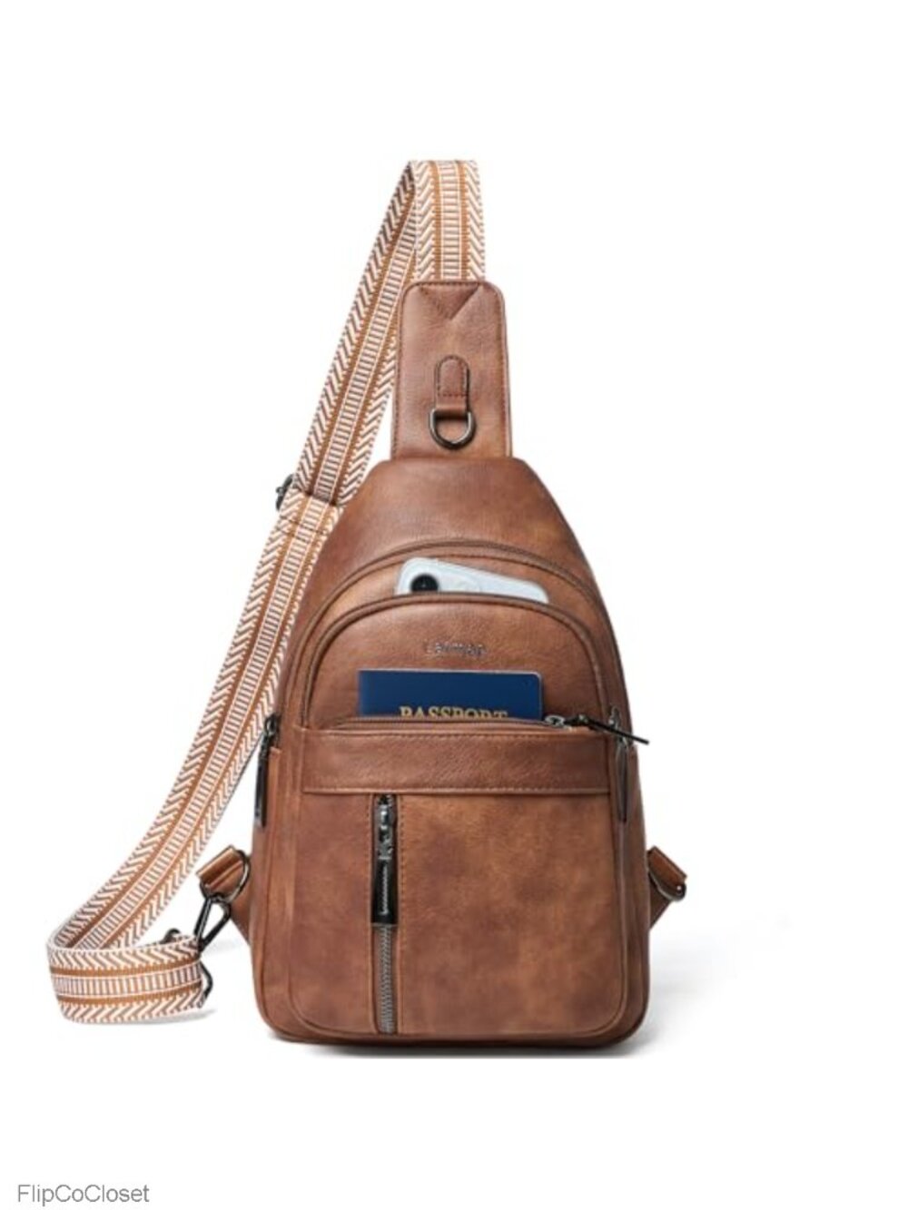 PU Leather Sling Bag Crossbody Fanny Pack Travel Shoulder Backpack